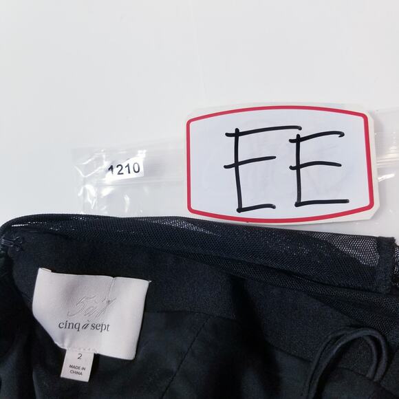 Cinq a Sept Black Ruched Mesh Mini Bodycon Dress Long Sleeves Plunging Neckline - Picture 12 of 12